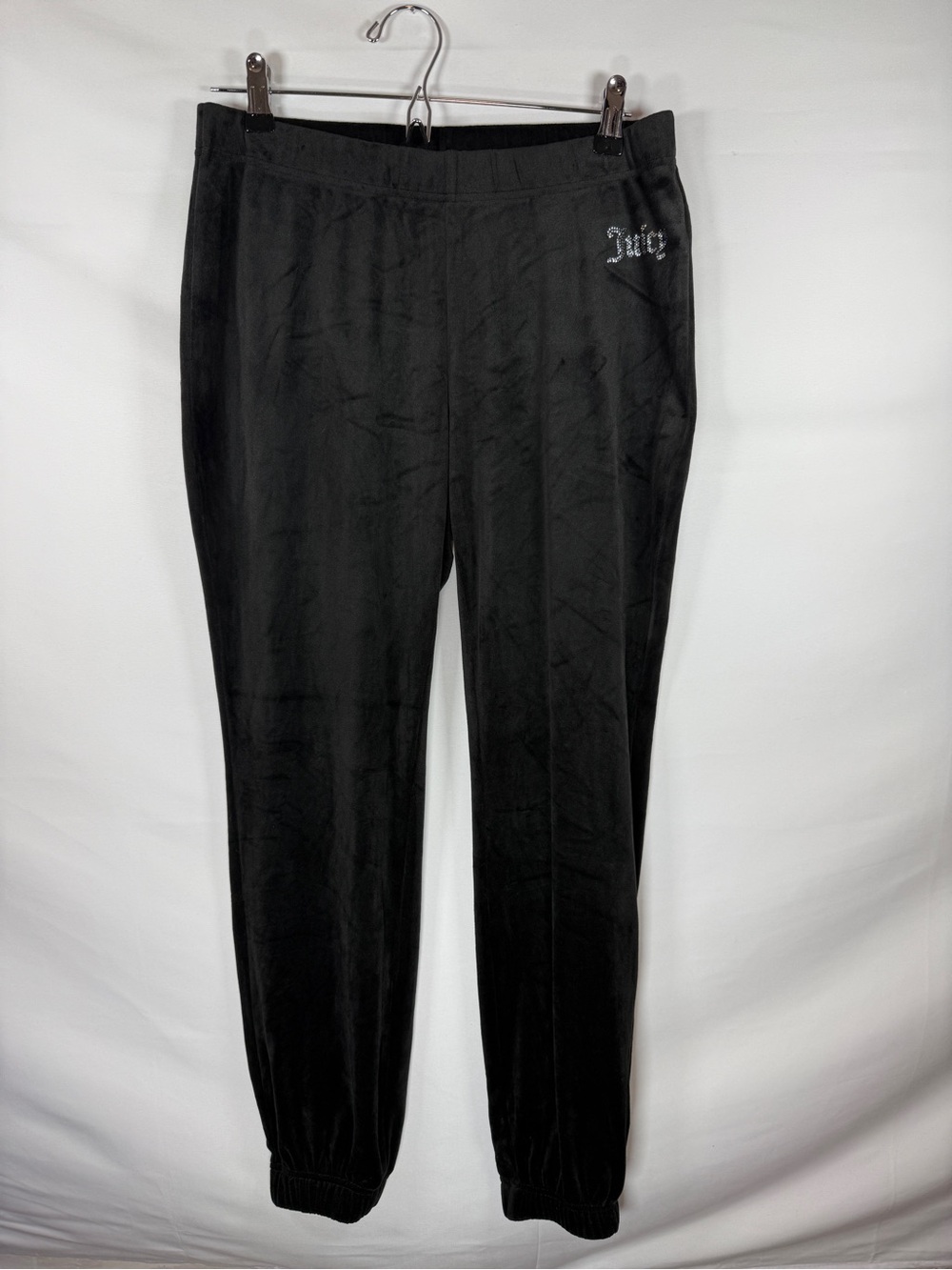 Juicy Couture Black Velour Rhinestone Logo Jogger Sweatpants Women’s Size S NWOT